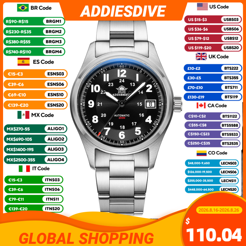Anti Blue Light Film - ADDIESDIVE Orologi da uomo meccanici automatici